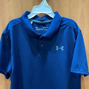 Boys L Under Armour navy blue polo shirt